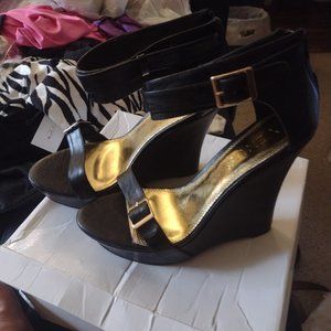 New Black Wedges Size 10